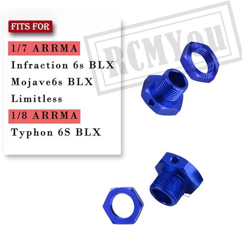 17mm Wheel Hex/Nuts & Wheel Wrench Upgrades Part for 1/7 ARRMA Infraction 6s BLX/Mojave 6s BLX/Limitless 1/8 Typhon 6S BLX,Aluminum Hex Hub Adapters Hops Up,Black in Saudi Arabia