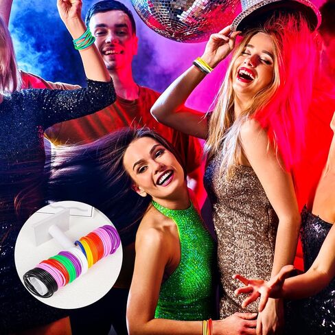 30 Pieces Silicone Jelly Bracelets Nonluminous Stretchy 80s Mixed Gummy Silicone Wristbands Hair Ties for Women Adults Girls Party Accessories(Black) in Saudi Arabia