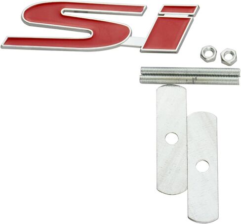 قطعة واحدة من غطاء الرأس الأمامي المعدني ثلاثي الأبعاد Si Grille Emblem ملصق شارة بديل لسيارات Si باللون الأحمر in Kuwait