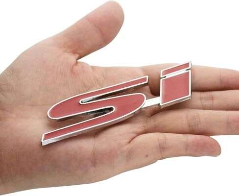 قطعة واحدة من غطاء الرأس الأمامي المعدني ثلاثي الأبعاد Si Grille Emblem ملصق شارة بديل لسيارات Si باللون الأحمر in Kuwait
