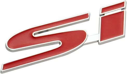 قطعة واحدة من غطاء الرأس الأمامي المعدني ثلاثي الأبعاد Si Grille Emblem ملصق شارة بديل لسيارات Si باللون الأحمر in Kuwait