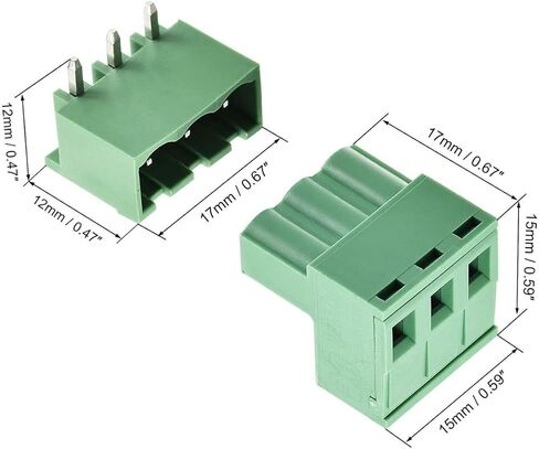 2EDG 6 مجموعات 3-Pin (3-Pole) 5.08mm الملعب المكونات في المسمار محطة كتلة موصل (دبوس الزاوية اليمنى) PCB جبل DIY in Kuwait