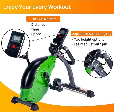 Mini Exercise Bike, Folding Pedal Trainer, Dual Function Pedal Exerciser with Digital Monitor and Carrying Handle, Display for Arms and Legs Workout in Kuwait