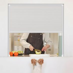 باب أكورديون قابل للطي - نافذة منزلقة للمطبخ وقسم خزانة داخلي، تعتيم مخصص، غير منسوج، 32 × 24 بوصة - موفر للمساحة متعدد الاستخدامات لإرجاع الأطباق وفصل الغرفة in Kuwait