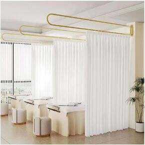 Privacy Partition Curtains, Curtain for Beauty Salon U Shaped Curtain Rod,Metal Support Wall Mounted Curtains,for Fitting Room Beauty Salon Bedroom(Beige,200x240 cm) in Saudi Arabia