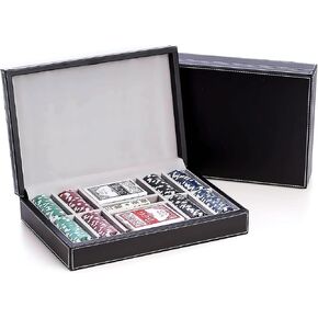Bey-Berk Personalized Mason 200-Chip Leather Poker Set (Black), 11.5g Clay Composite Chips with Playing Cards and Dice in 12" x 8" x 2.75" Case in Kuwait