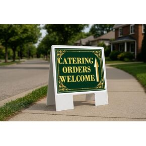 Catering Orders Welcome St. Patrick'S Day Irish Clover Fancy Gold Up Arrows A-Frame Single Sided 23x23 in. sign in Kuwait