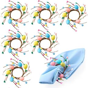 مجموعة حلقات منديل إكليل عيد الفصح من APTWOW مكونة من 6 - حامل مناديل بيض عيد الفصح في المزرعة، حلقات منديل زهرة الربيع لتزيين طاولات أعياد الميلاد وحفلات الزفاف والولائم in Kuwait