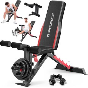 OPPSDECOR 1200LBS Workout Bench with Leg Extension/Leg Curl, Adjustable Weight Bench for Home Gym, Heavy Duty Workout Bench for Full Body Workouts, Incline/Flat Bench Press Set for Strength Training in Kuwait