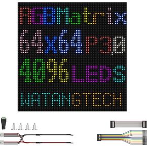 لوحة مصفوفة LED RGB مقاس 64x64 P3.0 - شاشة LED كاملة الألوان 4096، واجهة HUB75 لـ Raspberry Pi/Arduino Mega/Pico in Kuwait