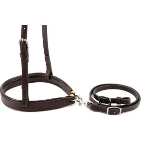 Horse Round Nose Caveson, Leather Padded Noseband with Adjustable Tie Down Strap in Kuwait