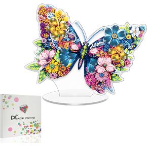 Koikify Tabletop Diamond Art Kit ، زخرفة راينستون Crystal Crystal Butterfly مع نمط مطبوع على الظهر ، وحرفي الطلاء بالأحجار الكريمة للمكتب للديكور المنزلي والهدية in Kuwait