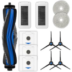 (12 حزمة) قطع غيار N30 Omni متوافقة مع ECOVACS DEEBOT N30 Omni/ N30 Pro Omni Robot Vacuum Cleaner، مجموعة الملحقات، 1 فرشاة دوارة، 4 فرش جانبية، 3 أكياس غبار، 2 مرشحات، 2 وسادات ممسحة in Kuwait