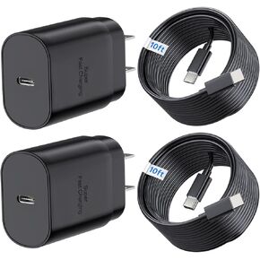 Android Charger 25W, for Samsung Charger, Super Fast Charging USB C Block, Type C Charge Cable Cord 6ft for Galaxy S25/S24 Plus/S23/S22/S21/S20/Note 20/Z Fold 3/4/5/Tablet/Watch-2Pack (White) in Kuwait