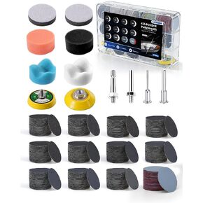 435 قطعة من أقراص الصنفرة الرطبة والجافة مقاس 2 بوصة، ومجموعة تلميع الحفر مع مجموعة متنوعة من ورق الصنفرة بخطاف وحلقة من 60 إلى 5000 لمثقاب دريميل، ومجموعة ترميم المصابيح الأمامية مع وسادة تلميع للراتنج المعدني الخشبي التلقائي in Kuwait