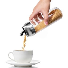 14oz Glass Sugar Dispenser with Spout - Refillable Pour Shaker for Coffee Bar, Tea Station & Table - Large Airtight Sugar Container for Kitchen Counter in Saudi Arabia