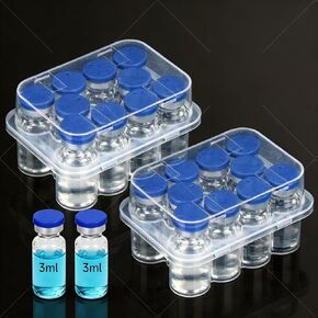 حافظة ببتيد 3 مل للفيردج، 2 عبوة حامل قارورة 3 مل - 10 طلقات من الببتيد ومنظم الأنسولين للثلاجة، صندوق شفاف لقوارير زجاجية سعة 1-3 مل (الأنسولين، GLP-1، الببتيدات، إلخ.) in Kuwait