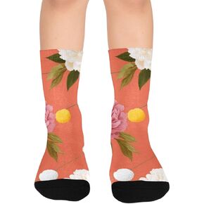 جوارب المشي لمسافات طويلة على شكل زهرة الفاوانيا النابضة بالحياة - جوارب شتوية حرارية سميكة دافئة للأولاد والبنات للمدرسة، والارتداء اليومي والأنشطة الخارجية in Kuwait