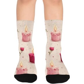 جوارب مشي لمسافات طويلة بتصميم لهب رومانسي - جوارب شتوية حرارية سميكة دافئة للأولاد والبنات الصغار للمدرسة، والارتداء اليومي والأنشطة الخارجية in Kuwait