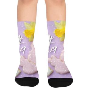 جوارب عيد الفصح الفنية المرحة للمشي لمسافات طويلة - جوارب شتوية حرارية سميكة دافئة للأولاد والبنات الصغار للمدرسة، والارتداء اليومي والأنشطة الخارجية in Kuwait