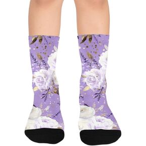 جوارب Lavenders Gold Bloom Purple للمشي لمسافات طويلة - جوارب شتوية حرارية سميكة دافئة للأولاد والبنات للمدرسة، والارتداء اليومي والأنشطة الخارجية in Kuwait