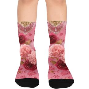 جوارب رومانسية على شكل قلب وردي للمشي لمسافات طويلة - جوارب شتوية حرارية سميكة دافئة للأطفال الصغار للأولاد والبنات للمدرسة، والارتداء اليومي والأنشطة الخارجية in Kuwait