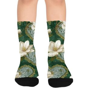 جوارب ماغنوليا وقلب أخضر للمشي لمسافات طويلة - جوارب شتوية حرارية سميكة دافئة للأطفال الصغار للأولاد والبنات للمدرسة، والارتداء اليومي والأنشطة الخارجية in Kuwait