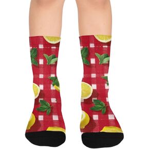 جوارب المشي لمسافات طويلة باللون الأحمر الليموني والنعناع - جوارب شتوية حرارية سميكة دافئة للأولاد والبنات للمدرسة، والارتداء اليومي والأنشطة الخارجية in Kuwait