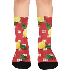 جوارب المشي لمسافات طويلة بالليمون الأحمر والنعناع - جوارب شتوية حرارية سميكة دافئة للأولاد والبنات للمدرسة، والارتداء اليومي والأنشطة الخارجية in Kuwait