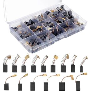 SUNJOYCO 105 PCS Carbon Brushes Replacement, 15 Assorted Sizes Electric Motor Brushes, Carbon Brush By Size, Graphite & Copper Replacement Parts for Power Tools, Drills, Saws, Grinders, Motors in Kuwait