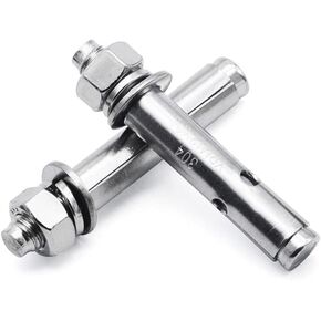 براغي توسيع المسمار، 304 برغي توسيع من الفولاذ المقاوم للصدأ M6 M8 M10 M12 مجموعة براغي مرساة كم مرساة خرسانية مسمار ربط قضيب تثبيت الحائط (الطول: 90 مم (قطعتان)، الحجم: M10) (اللون: 70 مم (قطعتان)، الحجم: M10) in Kuwait