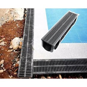 Drainage Grille HDPE Trench Drainage Ditch with Outdoor Grille, Trench Drainage Ditch French Drainage Grille, Drainage Ditch Kit Polymer Drainage Filter(W-30cm(11.8") x H-30cm(11.8")) in Kuwait
