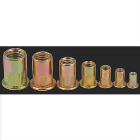 غسالات Qinlu-M3-M12 صواميل مخرشة من الفولاذ الكربوني المطلي بالزنك، صواميل ملولبة برأس مسطح، صواميل برشام، لإصلاح المصانع (M3 × 100 قطعة) in Kuwait