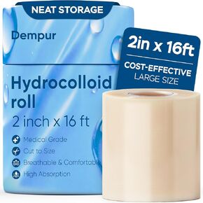 لفة غرواني مائي من الدرجة الطبية للعناية بالجروح، 2 بوصة × 16.4 قدم، ضمادات غرواني مائي مقاومة للماء ولفائف تصحيح البثور، رقع بحجم مناسب لحب الشباب والبثور والحروق والجروح الطفيفة in Kuwait