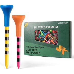 تي شيرتات جولف بلاستيكية غير قابلة للكسر من FINGER TEN بتصميم خطوط ملونة 50 عبوة، 3 1/4 2 3/4 بوصة تي شيرت متناسق لأداء جاد، مثالية للرجال والنساء للعب الجولف in Kuwait