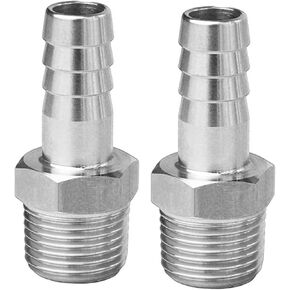 تركيبات خرطوم شائك من الفولاذ المقاوم للصدأ، 3/8 بوصة خرطوم بارب إلى 1/2 بوصة ذكر NPT تركيب مشروب منزلي هواء وقود مائي، in Kuwait