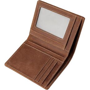 Bifold Vertical Wallet for Men - Slim Leather RFID Blocking with ID Window & 2 Cash Pockets | 0.7" Thin Front Pocket Design Wallets | 7 Card Slots + Receipt Organizer | Gift Box (4.5"x3.7") in Saudi Arabia