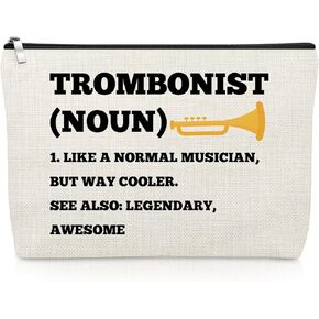 Trombone Player Makeup Bag for Woman Musical Gift for Trombonist Trombone Musician Music Instrument Music Lover Cosmetic Bag Trombonist Gifts for Her Coworker Friend Christmas Birthday Travel Pouch in Kuwait