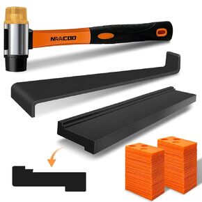 NAACOO Laminate/Vinyl Flooring Tools, Tapping Block for Vinyl Plank Flooring - Double Sided with Notches, Pull Bar, 40Pcs Floor Spacers, Rubber Mallet. Universal Floor Installation kit. in Kuwait