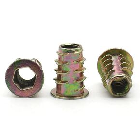 M4 M5 M6 M8 M10 8/10/12/13-25mm Zinc Alloy Thread Wood Insert Nut Flanged Hex Drive Head 200Pcs(M4 (10mm)) in Kuwait