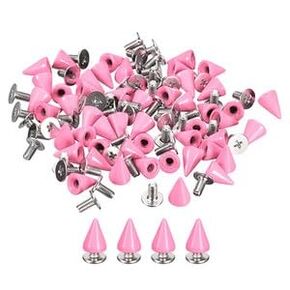 #US 50 Sets Cone Spikes Studs 7x10mm Studs and Spike Screw Back Rivet Pink in Kuwait