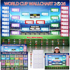 Zeptrix 2Pcs World Cup Schedule Poster 2026&Final Round 48-Team Collection Showcase,Functional Folded Poster&Pen,Football World Cup Soccer Merchandise&Accessories Decorations,Gifts for Soccer Fans in Kuwait