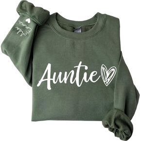 سويت شيرت Auntie مخصص للنساء، بلوفر بتصميم قلب شخصي، للعمة في عيد الأم، فتحة عنق دائرية مريحة، سترة أنيقة، عيد الميلاد in Saudi Arabia