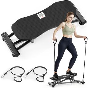 لوح توازن RYGEO مع أشرطة مقاومة، خطوة هزازة متعددة الاستخدامات، لوح تمايل يتميز بشاشة LCD، مدرب تزلج عالي السعة 330 رطلاً لتمرين الجسم بالكامل في المنزل in Kuwait