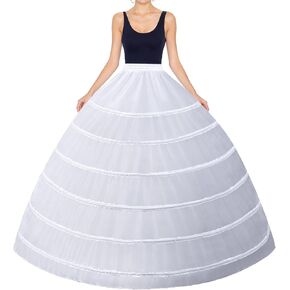Women's Crinoline Petticoat 6 Hoop Skirt Long Underskirt Full A-Line Slip for Under Bridal Wedding Dress Ball Gown to Make Dress Puffy in Kuwait