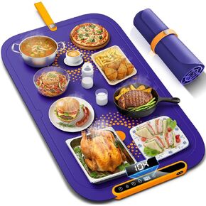 Warming Mat for Food, Extra Large, Food Warming Mat for Countertop, Food Warmer Mat with AI 7 Temperature Settings, Child Lock, Raised Feet Protects Table, Fast 8s Heating,Parties,Buffets,Daily Use in Saudi Arabia