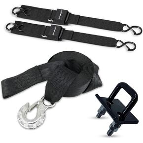 WavesRx Boat Trailer Premium Winch Strap 20' with Stainless Steel Hook + 2PK 48" Boat Trailer Transom Straps + Hitch Tightener (Value Bundle) Perfect for Boat, Pontoon & Jet Ski in Kuwait