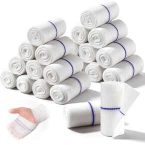 لفات ضمادة شاش 24 حزمة لتضميد جميع أنواع الجروح بشكل فردي 3 بوصة × 4.1 ياردة قابلة للتنفس، لفافة شاش قابلة للتمدد in Kuwait