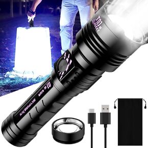 Skyfire مصابيح كهربائية قابلة لإعادة الشحن من أشعة اللمنة العالية: LED Super Bright Flightblable مع 5 أوضاع IPX6 مقاومة للماء ضوء فلاش قوي للتخييم ، والطوارئ ، والمنزل والهدايا （مع عدسة الإشعال） in Kuwait