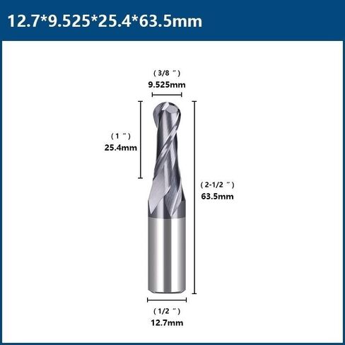 1pcs 2 Flutes Ball Nose End Mill 6.35mm 12.7mm Shank Carbide CNC Cutter Router Bits Spiral Milling Tool for Woodworking in Saudi Arabia